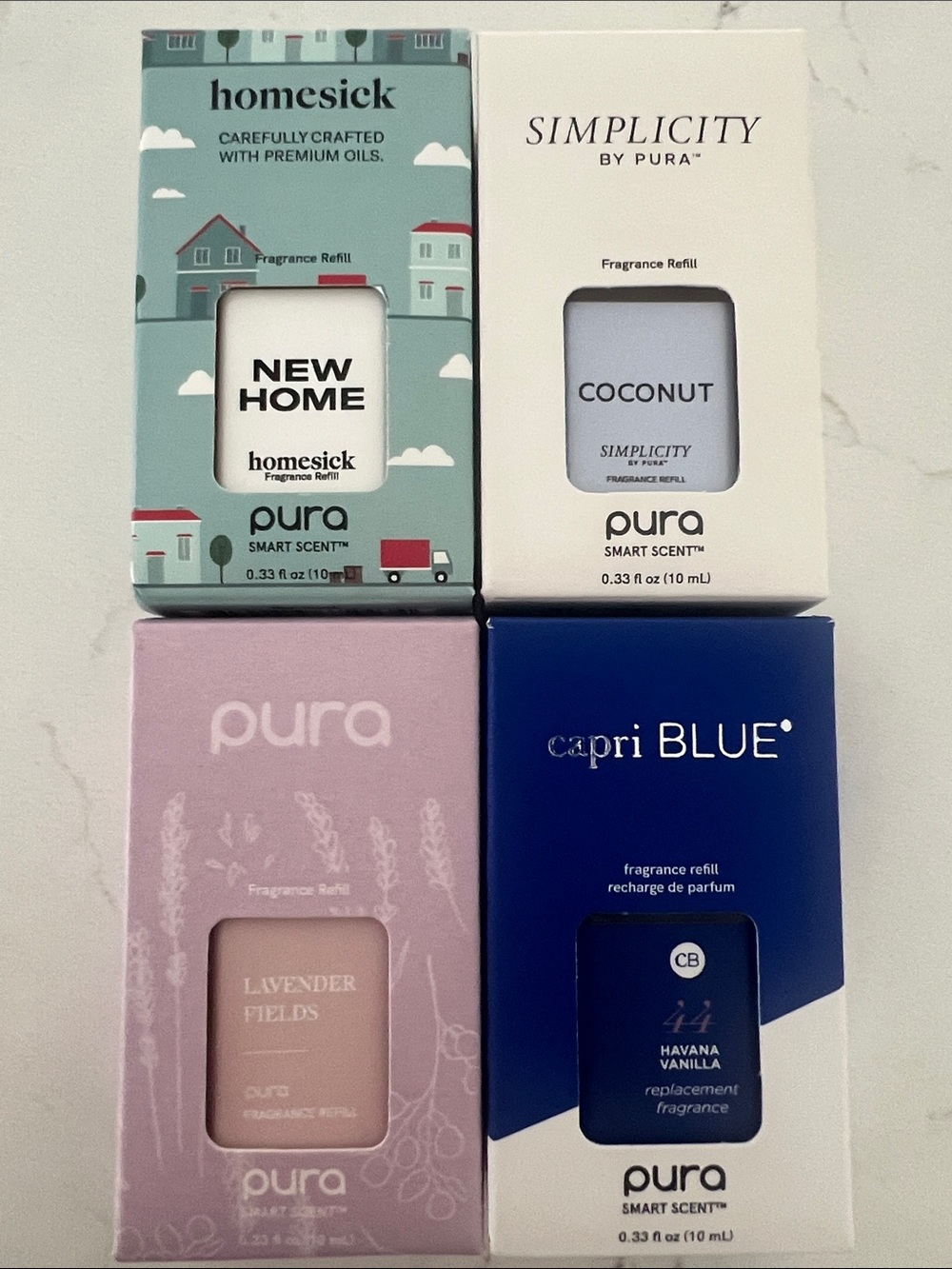 Pura Fragrance Refills Set (New Home, Coconut, Lavender Fields, Havana Vanilla)